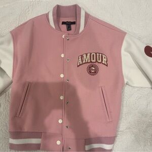 Pink and White Varsity Jacket